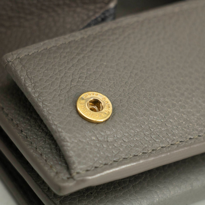 Saint Laurent YSL Grey Leather Trifold Compact Wallet #3703