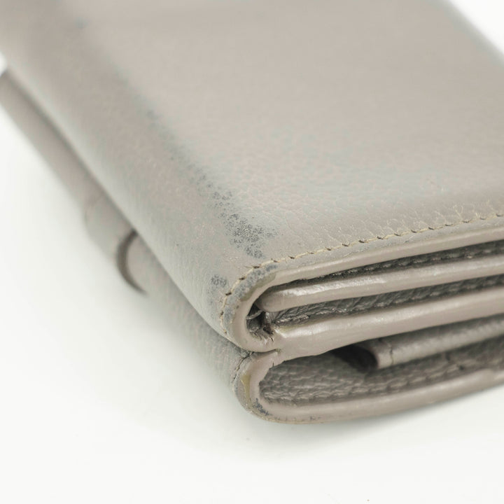Saint Laurent YSL Grey Leather Trifold Compact Wallet #3703