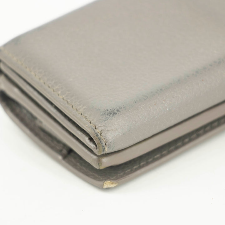 Saint Laurent YSL Grey Leather Trifold Compact Wallet #3703