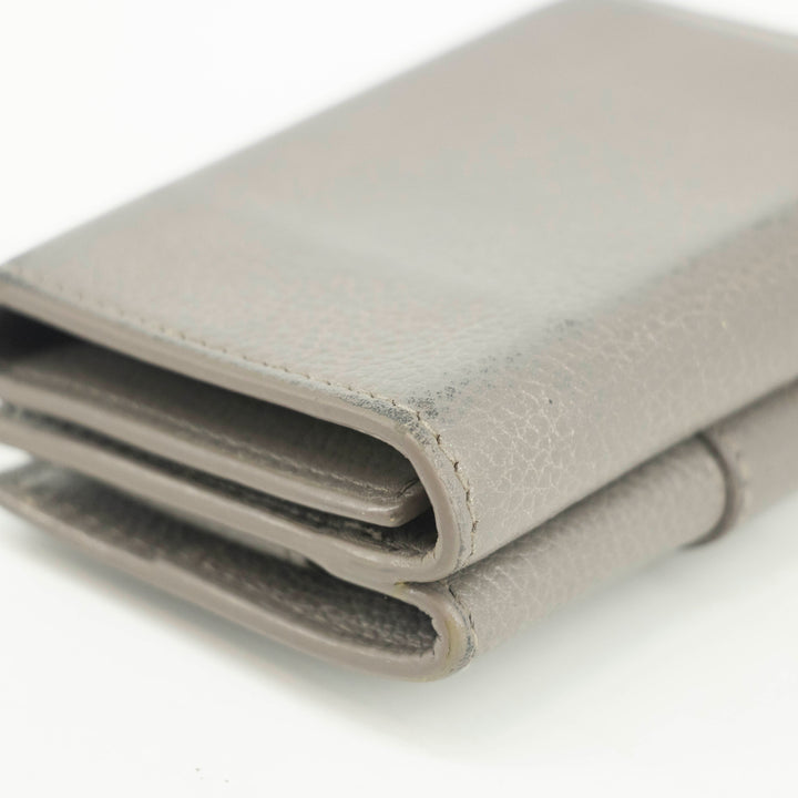 Saint Laurent YSL Grey Leather Trifold Compact Wallet #3703