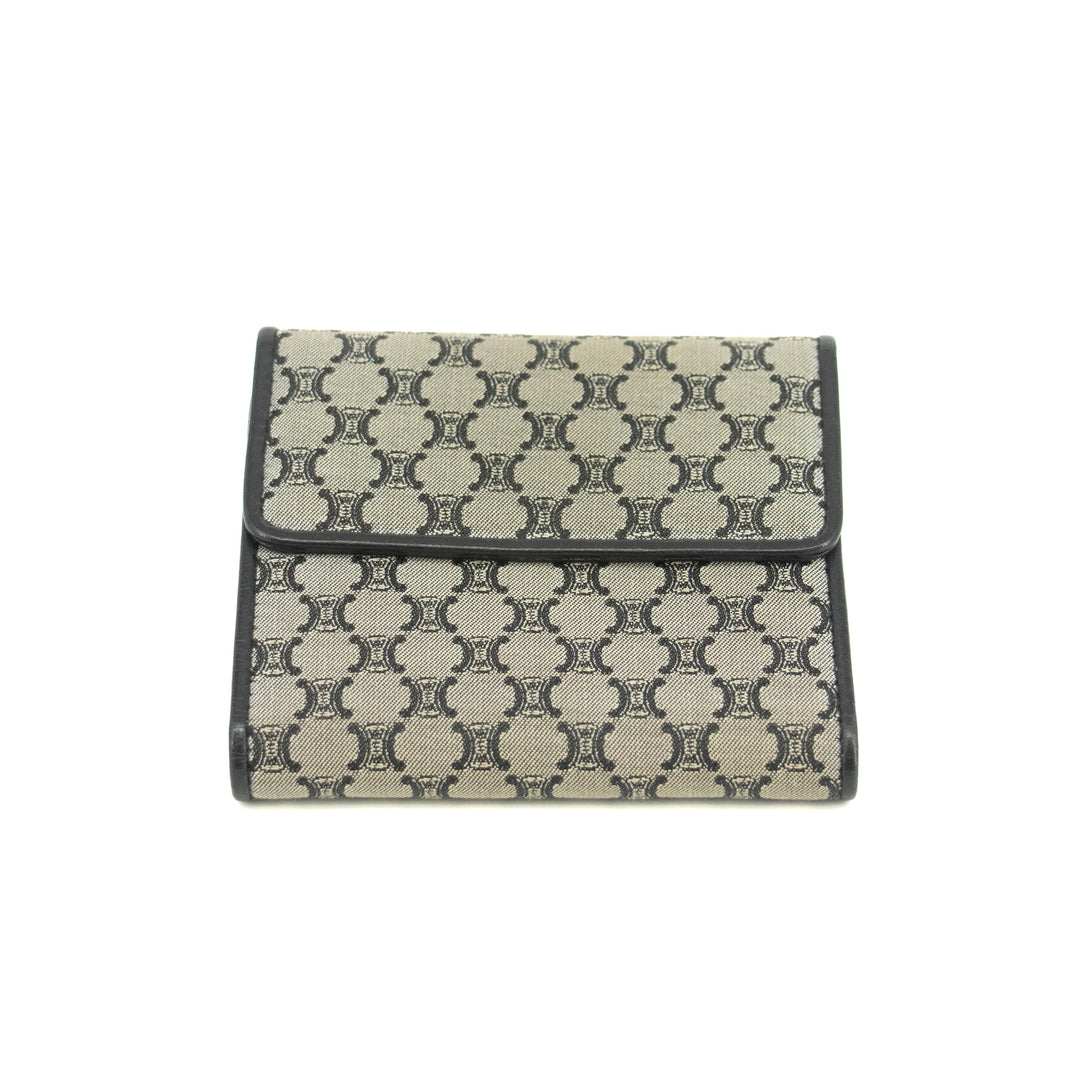 Celine Macadam Grey Canvas Compact Wallet #3705