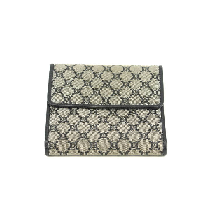 Celine Macadam Grey Canvas Compact Wallet #3705