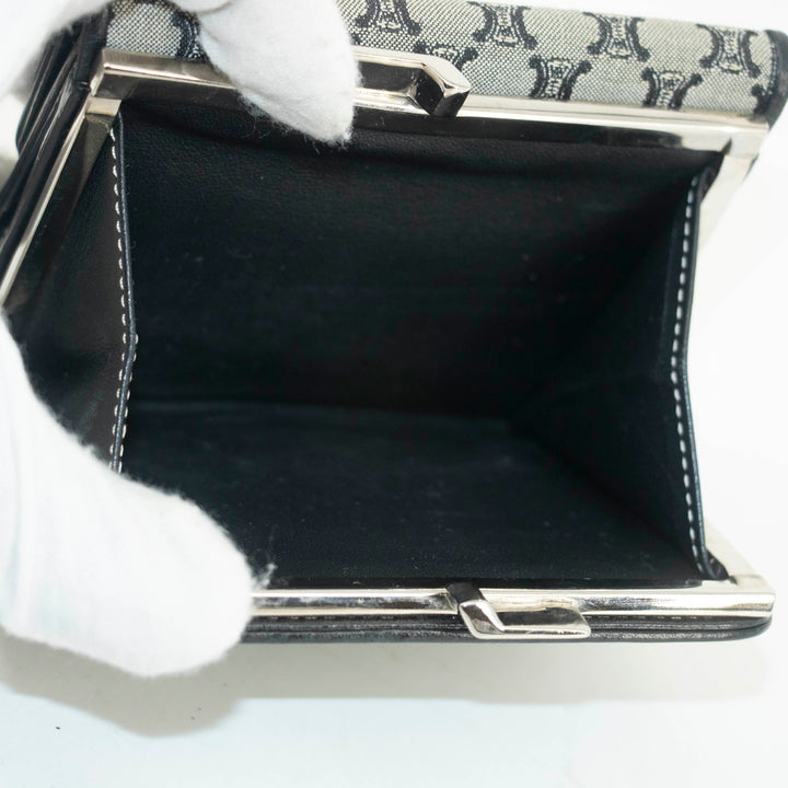 Celine Macadam Grey Canvas Compact Wallet #3705