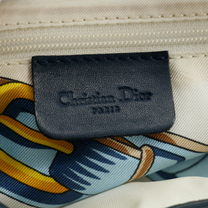 Christian Dior Classic Oblique Trotter Blue Canvas Saddle Bag #3707