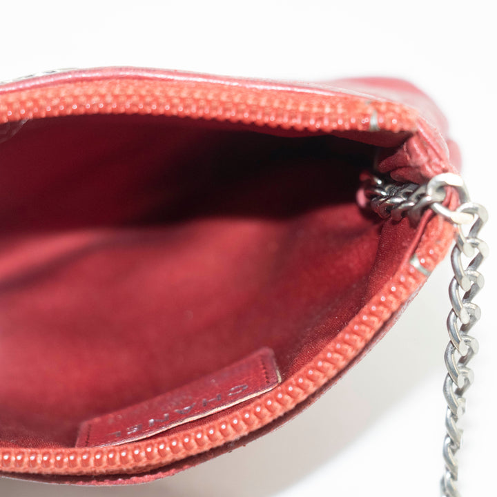 Chanel Camellia Lambskin Red Zip Pouch #3711