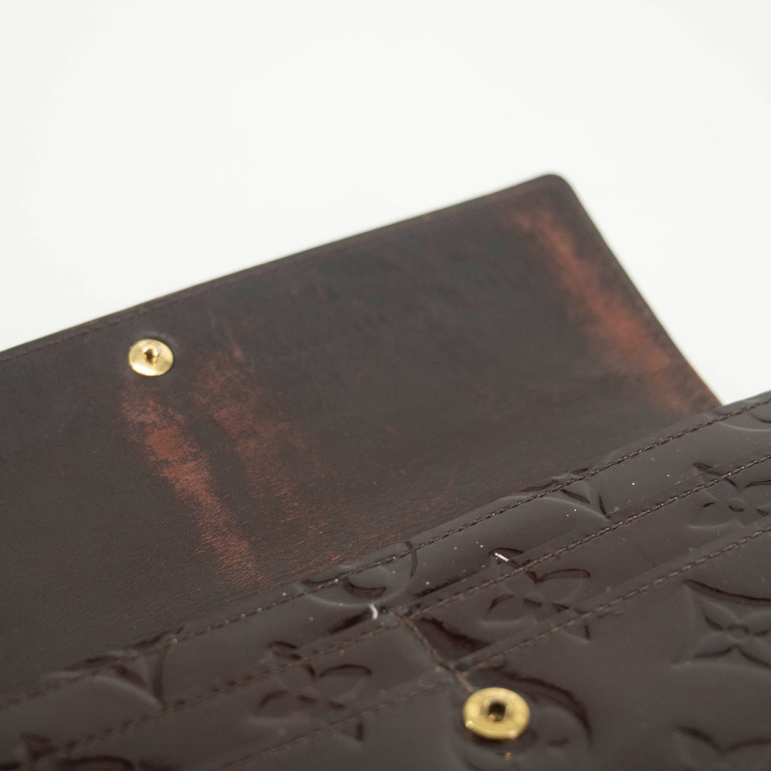 Louis Vuitton Vernis Patent Leather Purple Sarah Wallet #3713