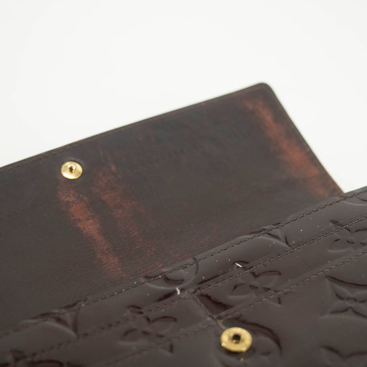 Louis Vuitton Vernis Patent Leather Purple Sarah Wallet #3713