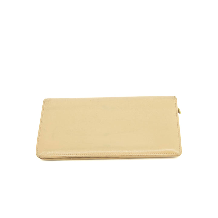 Chanel Beige Leather Long Bifold Wallet #3719