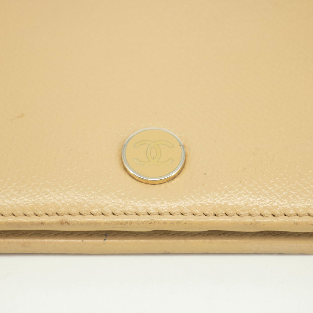Chanel Beige Leather Long Bifold Wallet #3719