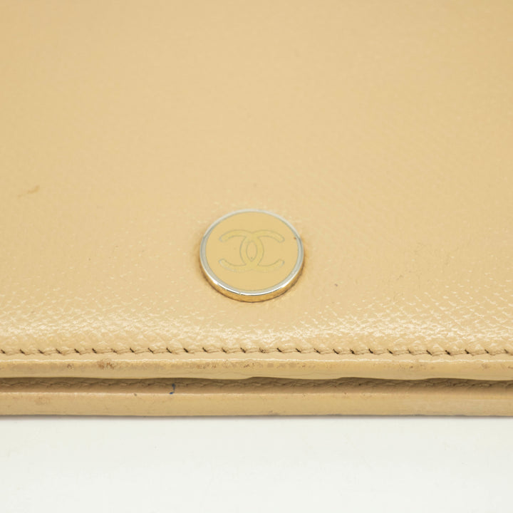 Chanel Beige Leather Long Bifold Wallet #3719