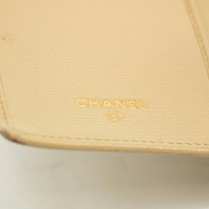 Chanel Beige Leather Long Bifold Wallet #3719