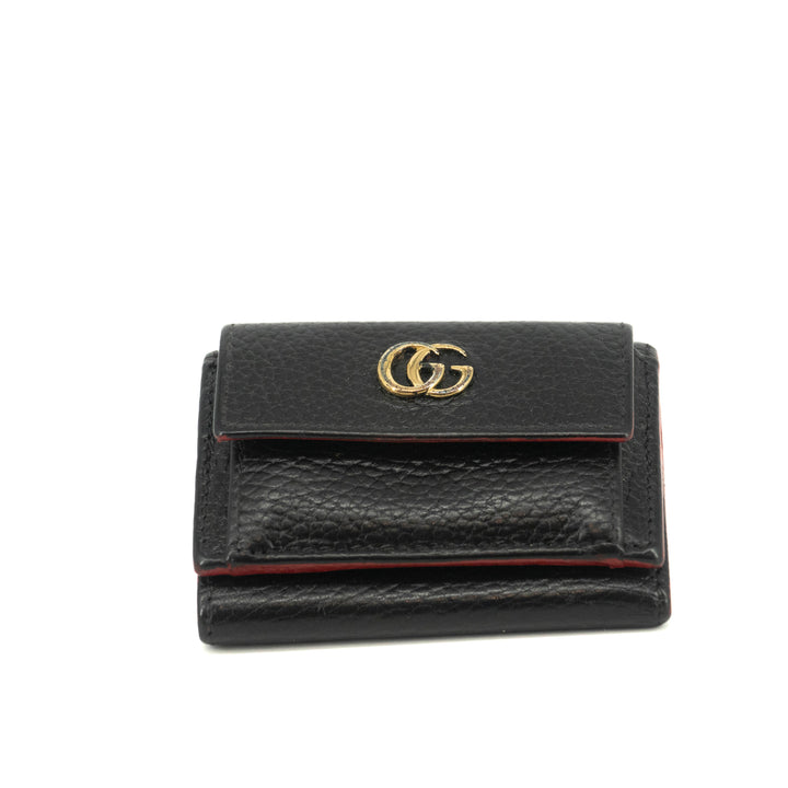 Gucci Black Leather Compact Wallet Red Trim #3723