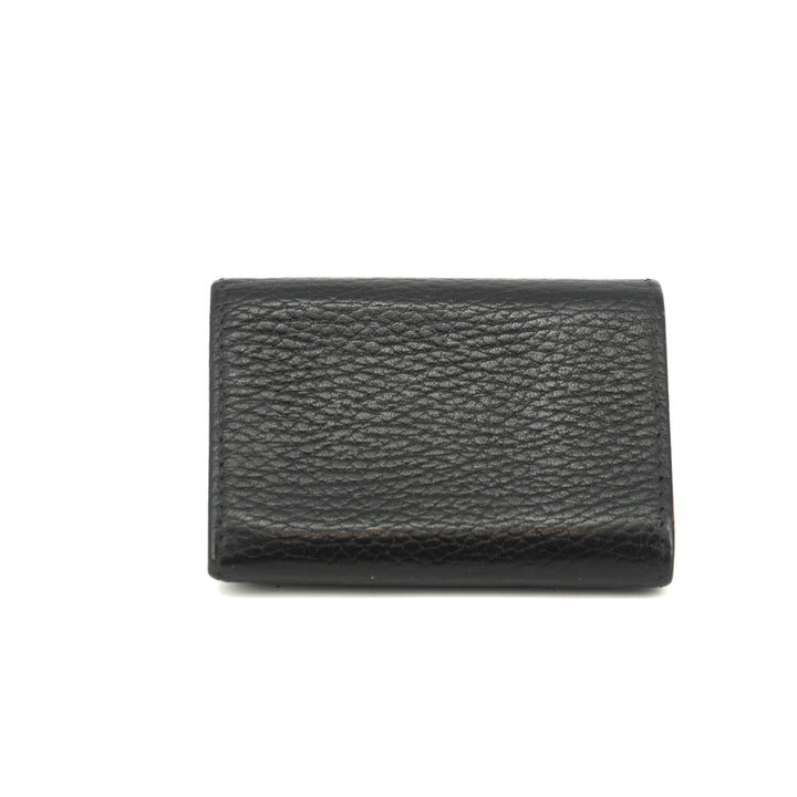 Gucci Black Leather Compact Wallet Red Trim #3723
