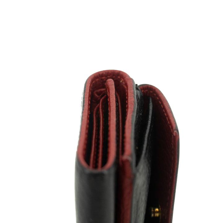 Gucci Black Leather Compact Wallet Red Trim #3723