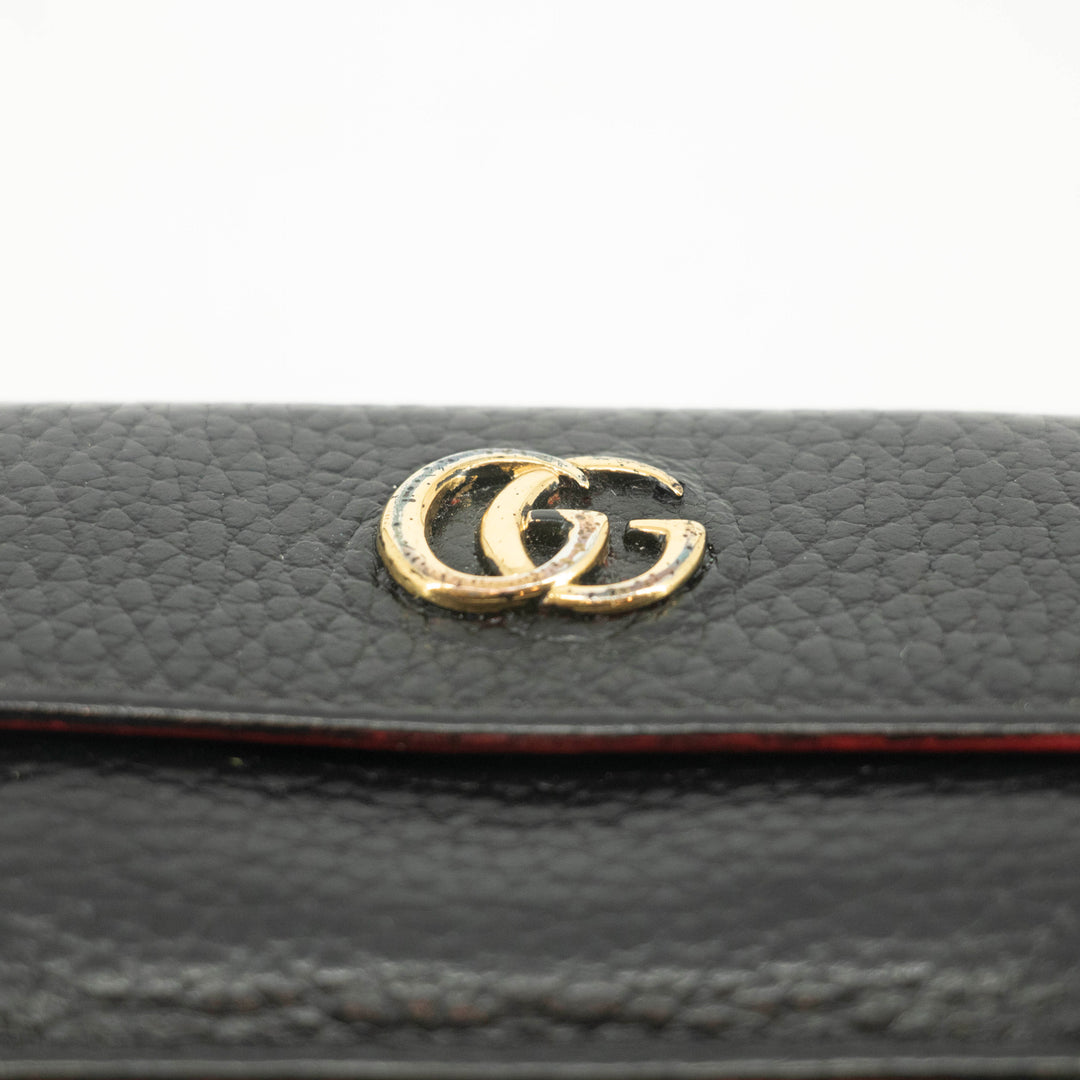 Gucci Black Leather Compact Wallet Red Trim #3723