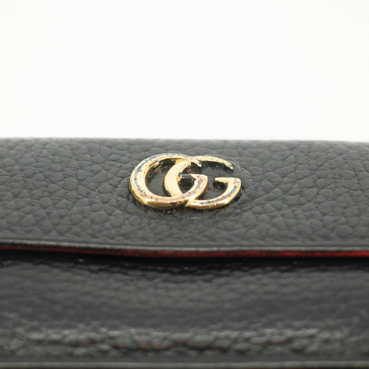 Gucci Black Leather Compact Wallet Red Trim #3723