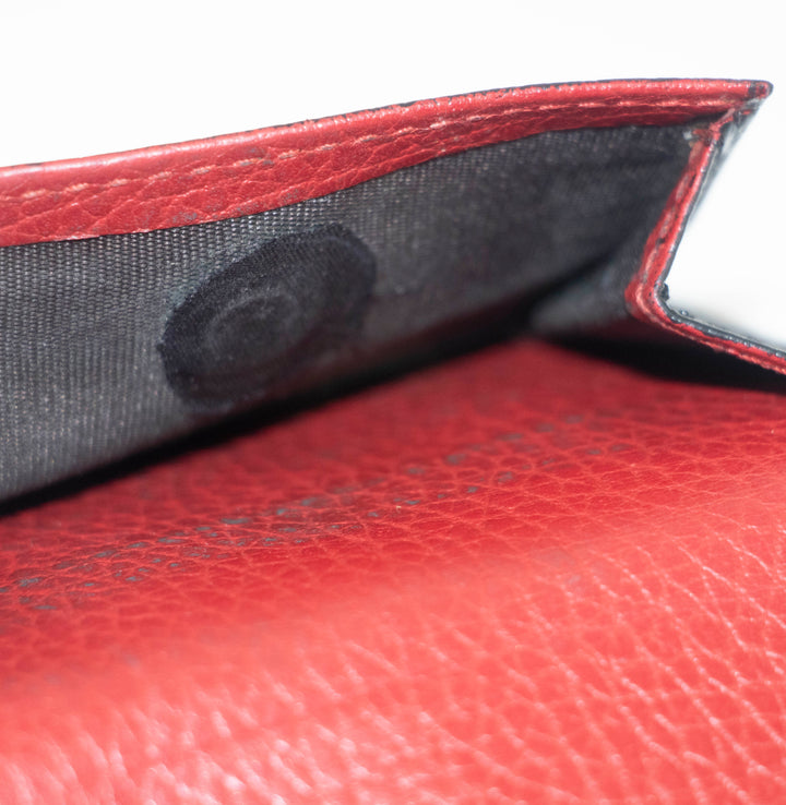 Gucci Black Leather Compact Wallet Red Trim #3723