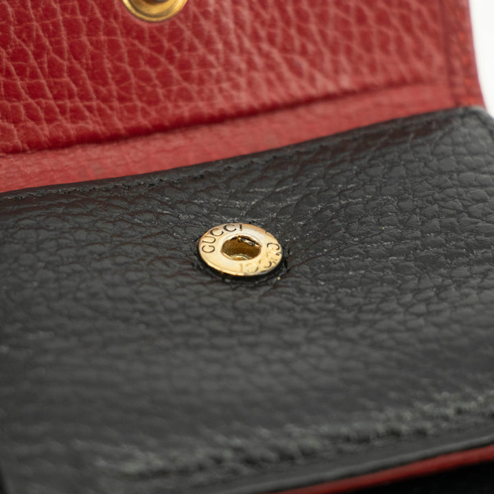 Gucci Black Leather Compact Wallet Red Trim #3723