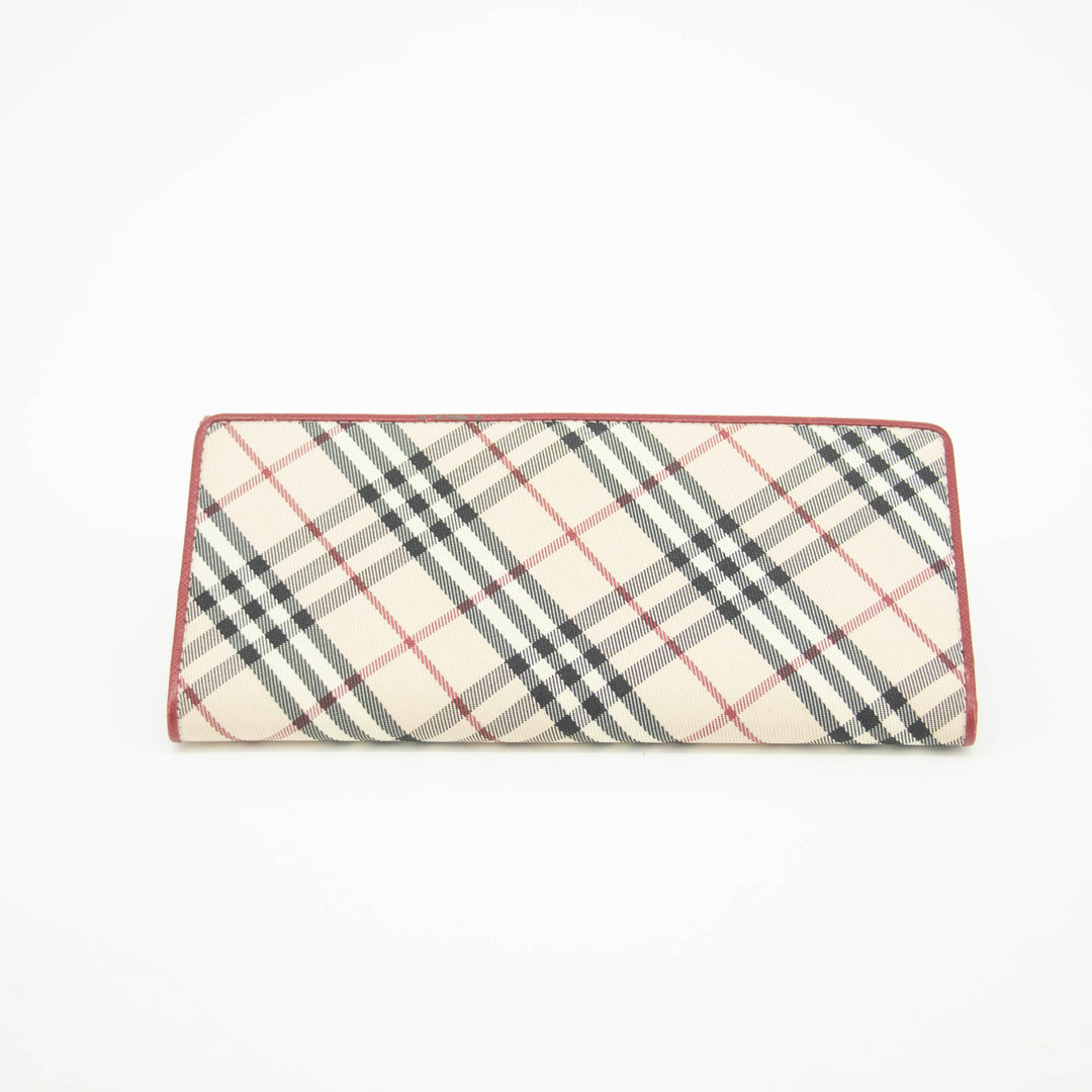 Burberry Tartan Check Red Leather Long Wallet #3724