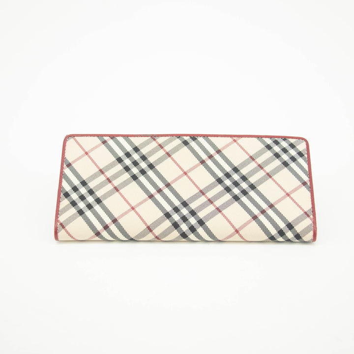 Burberry Tartan Check Red Leather Long Wallet #3724