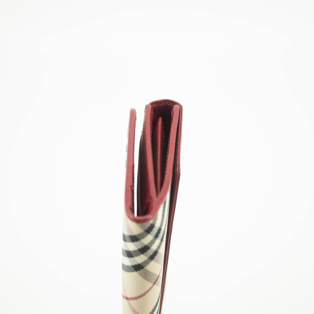 Burberry Tartan Check Red Leather Long Wallet #3724