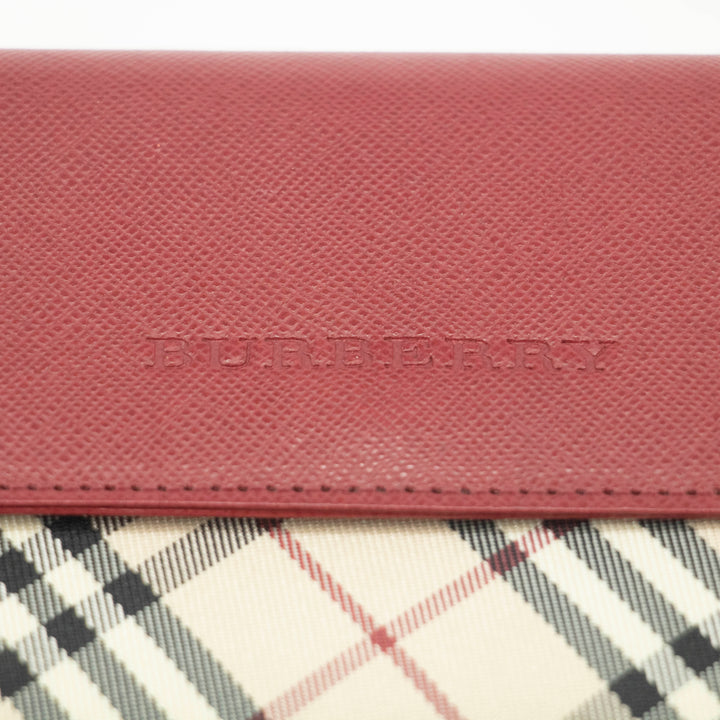 Burberry Tartan Check Red Leather Long Wallet #3724