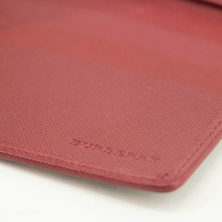 Burberry Tartan Check Red Leather Long Wallet #3724