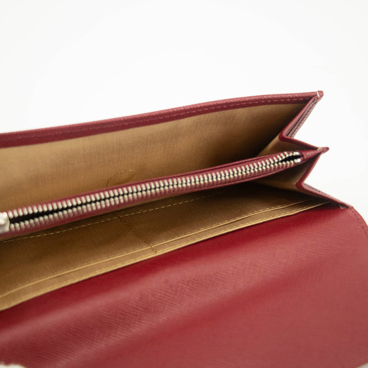 Burberry Tartan Check Red Leather Long Wallet #3724