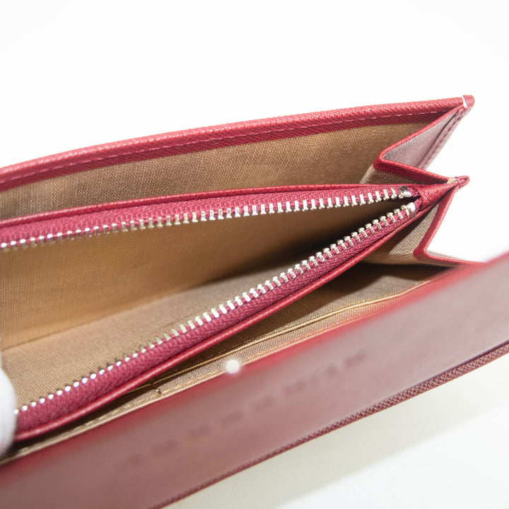 Burberry Tartan Check Red Leather Long Wallet #3724