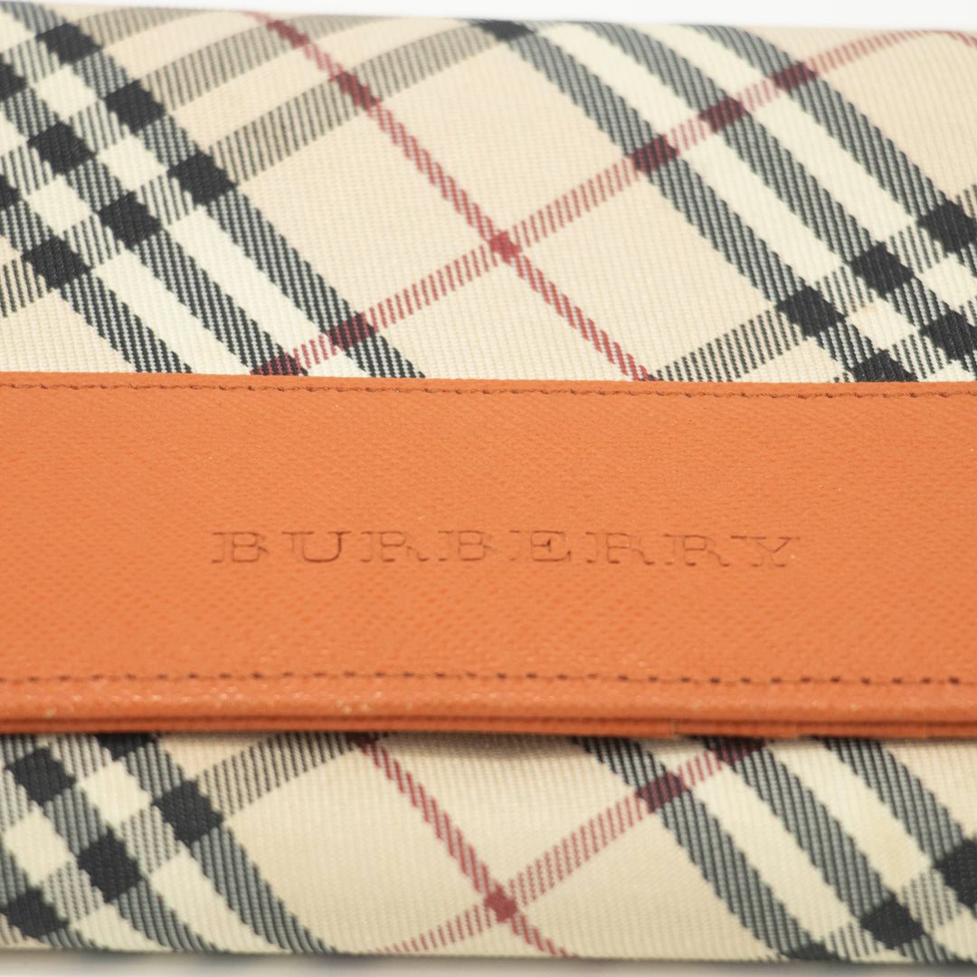 Burberry Tartan Check Orange Leather Wallet #3725