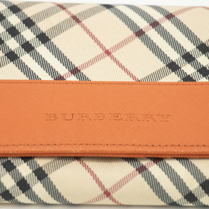 Burberry Tartan Check Orange Leather Wallet #3725