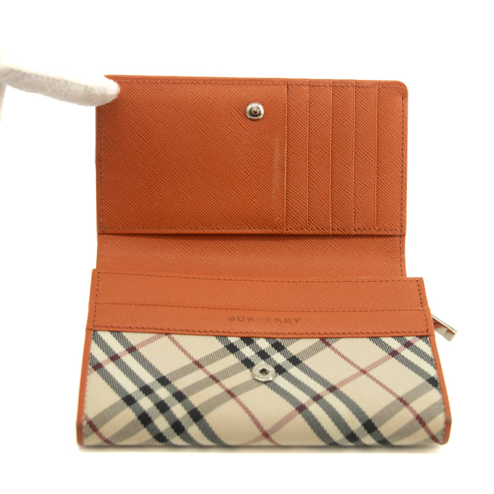 Burberry Tartan Check Orange Leather Wallet #3725