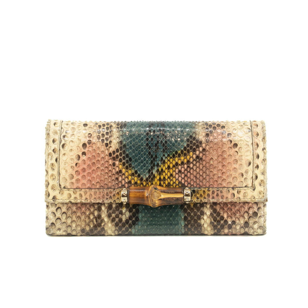 Gucci Multicolor Snake Pattern Bamboo Long Wallet #3726