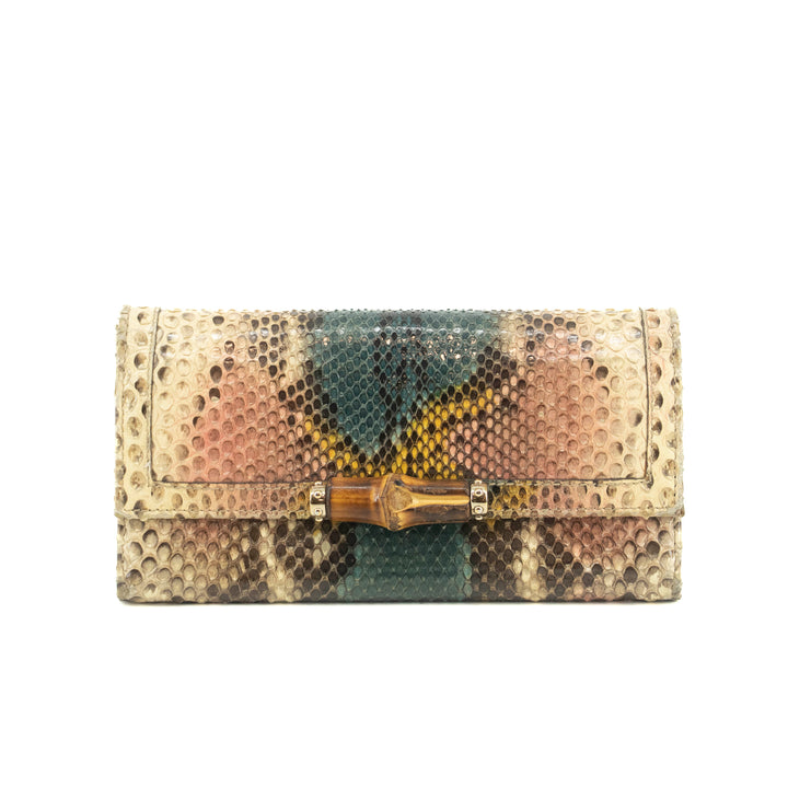 Gucci Multicolor Snake Pattern Bamboo Long Wallet #3726