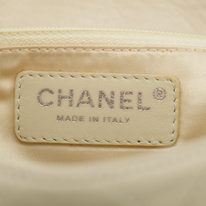 Chanel East West 2.55 Mademoiselle Flap White Accordian Shoulder Bag #3764