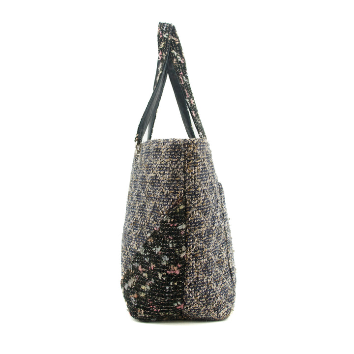 Chanel Cambon Line Tweed Quilted Black Linge CC Shoulder Bag #3769
