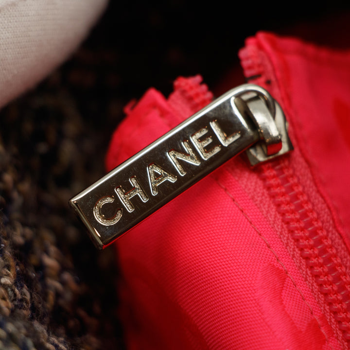 Chanel Cambon Line Tweed Quilted Black Linge CC Shoulder Bag #3769