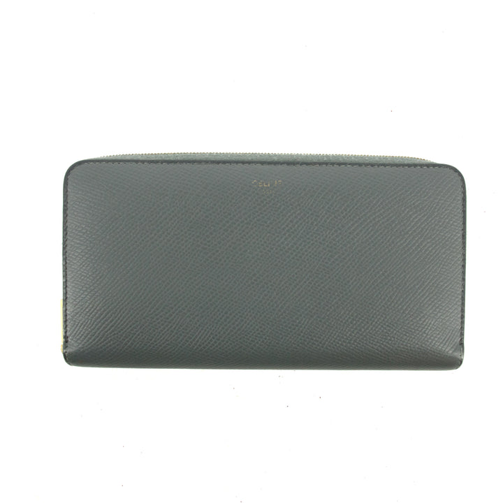 Celine Grey Leather Zippy Long Wallet #3821