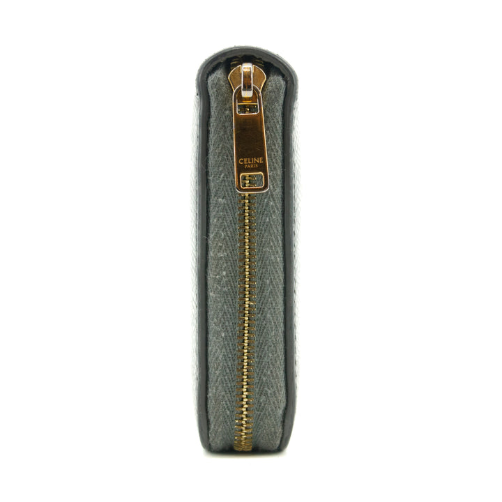 Celine Grey Leather Zippy Long Wallet #3821