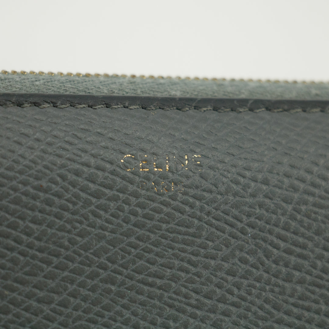 Celine Grey Leather Zippy Long Wallet #3821