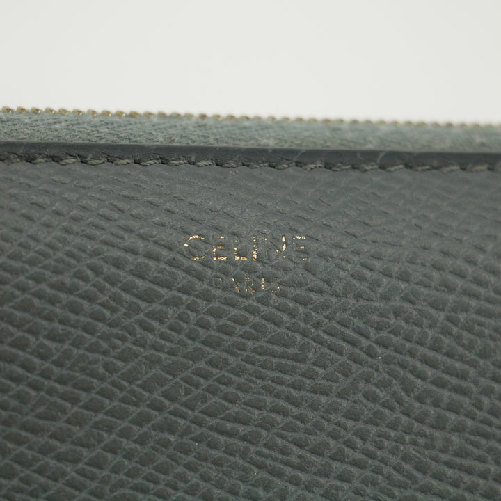 Celine Grey Leather Zippy Long Wallet #3821