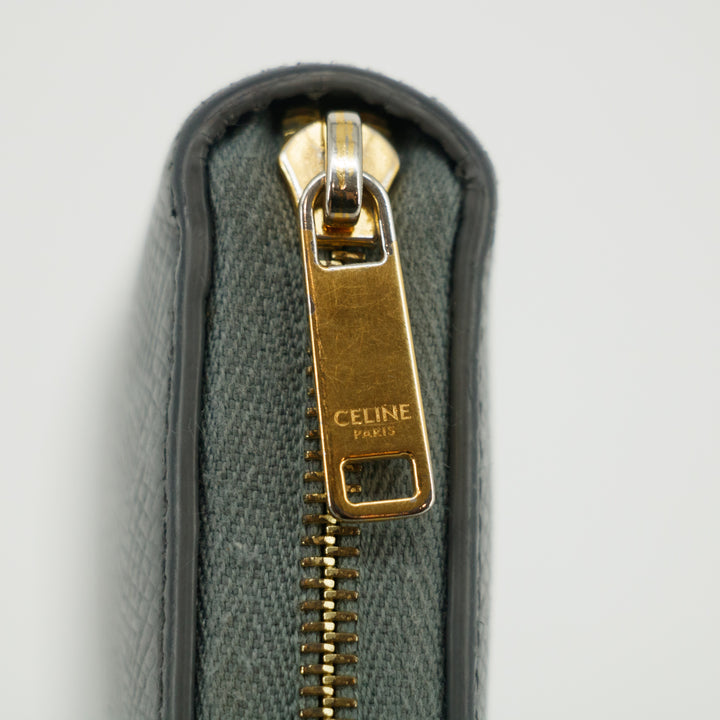 Celine Grey Leather Zippy Long Wallet #3821