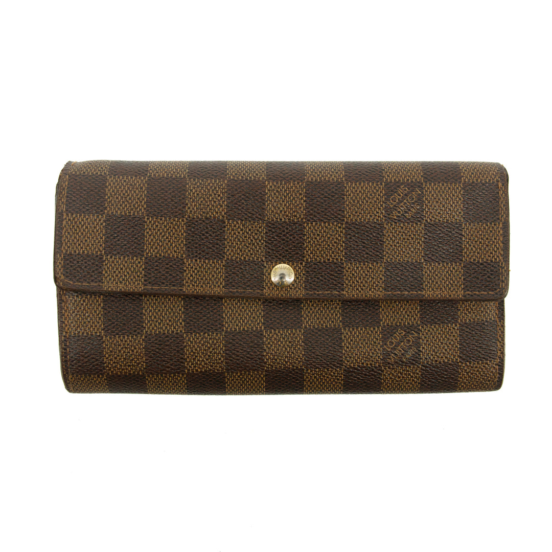 Louis Vuitton Damier Ebene Sarah Long Wallet #3822