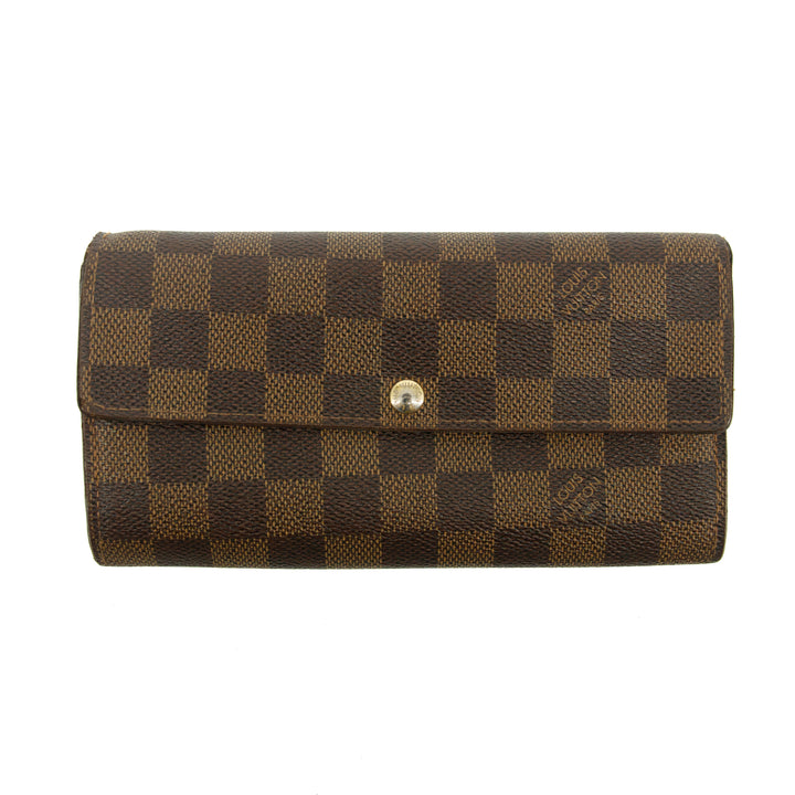 Louis Vuitton Damier Ebene Sarah Long Wallet #3822