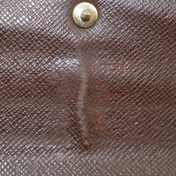 Louis Vuitton Damier Ebene Sarah Long Wallet #3822