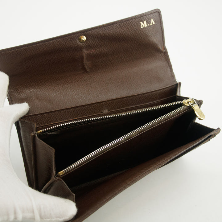 Louis Vuitton Damier Ebene Sarah Long Wallet #3822