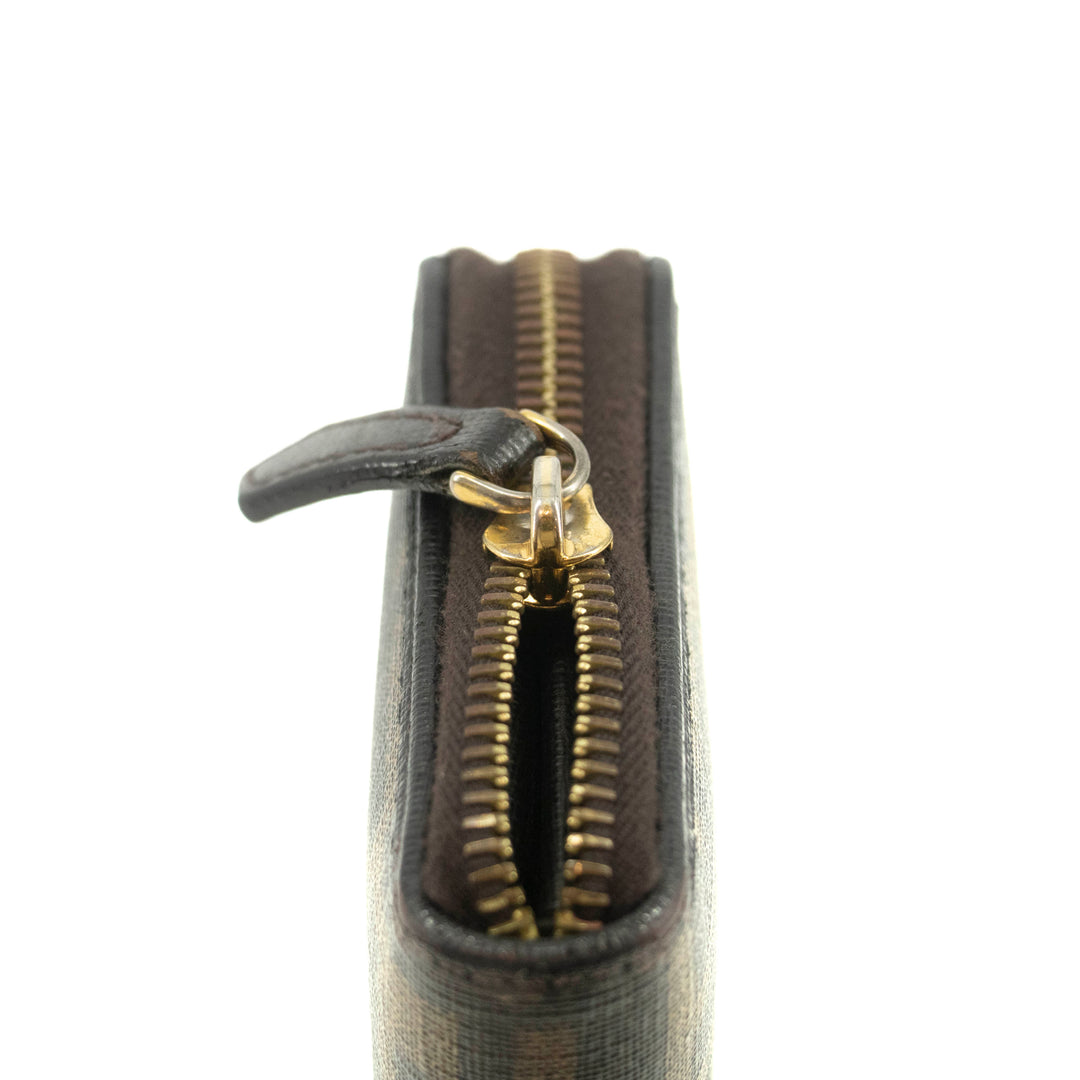 Fendi Brown Zucca Zippy Long Wallet #3855