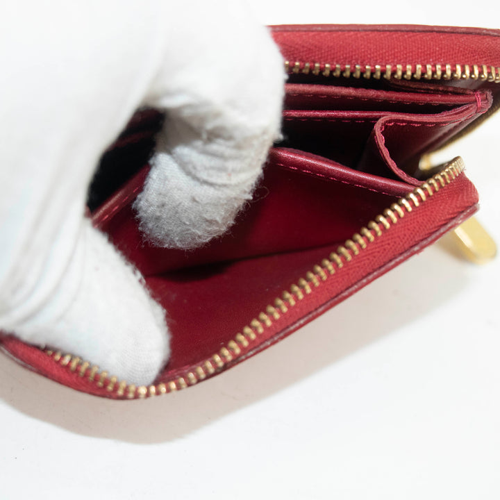 Louis Vuttion Red Vernis Zippy Compact Card Case #3862