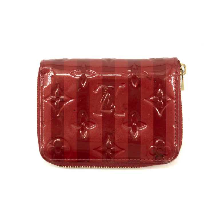 Louis Vuttion Red Vernis Zippy Compact Card Case #3862