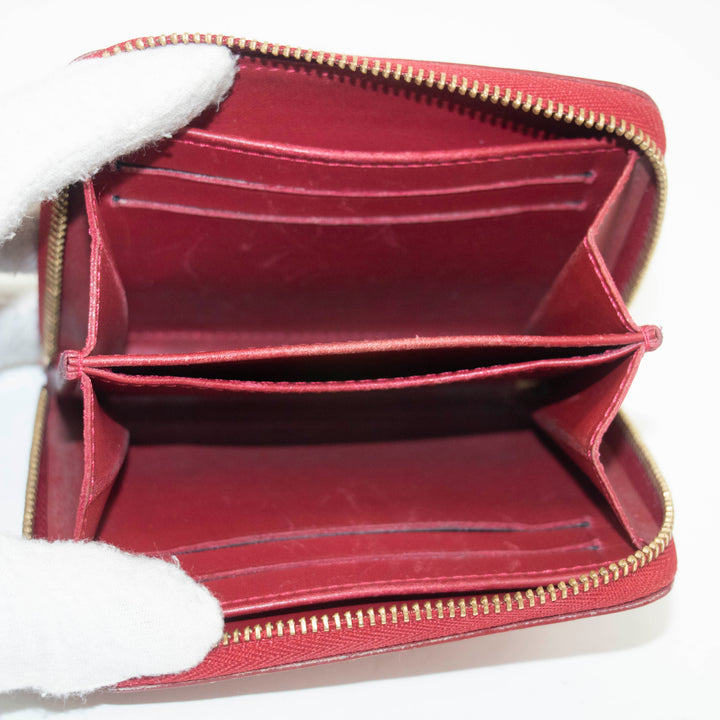 Louis Vuttion Red Vernis Zippy Compact Card Case #3862